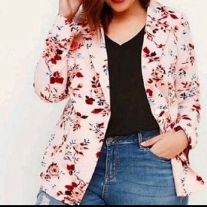 Lane Bryant Long Sleeved Pink Floral One Button Blazer size 14